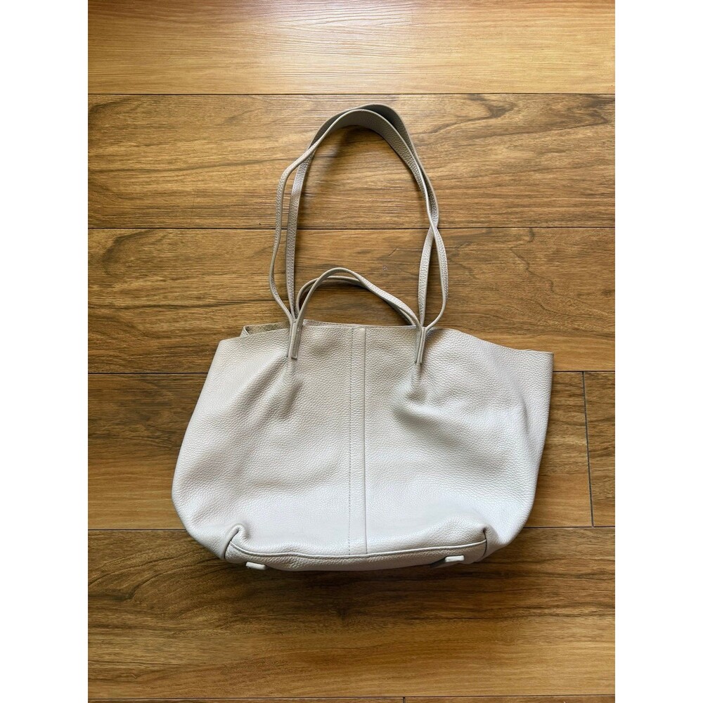 AllSaints Hannah Leather Tote Bag Ivory Cream Oversized Dual Straps